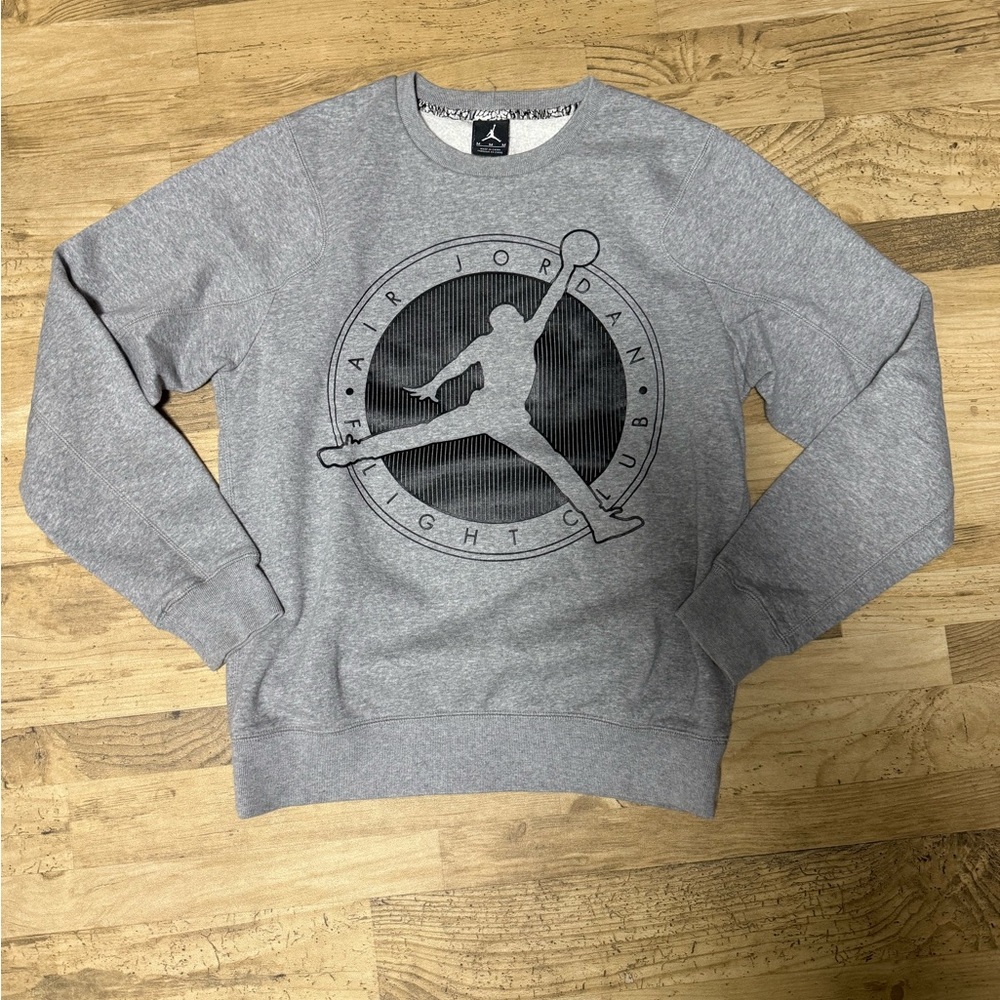 Jordan Gray Crewneck Sweater with Ribbed Cuffs